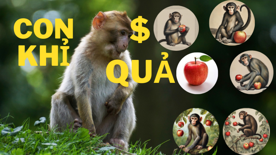Con khỉ và quả táo. Ảnh: Minh họa